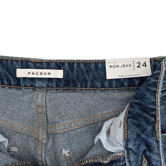 PacSun Mom Jean Evan Blue High-Rise Denim Jeans NWT (24) - Picture 11 of 13